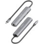 AISENS Dock USB-C a Ethernet Gigabit + Hub 3xUSB-C, Gris, 15cm